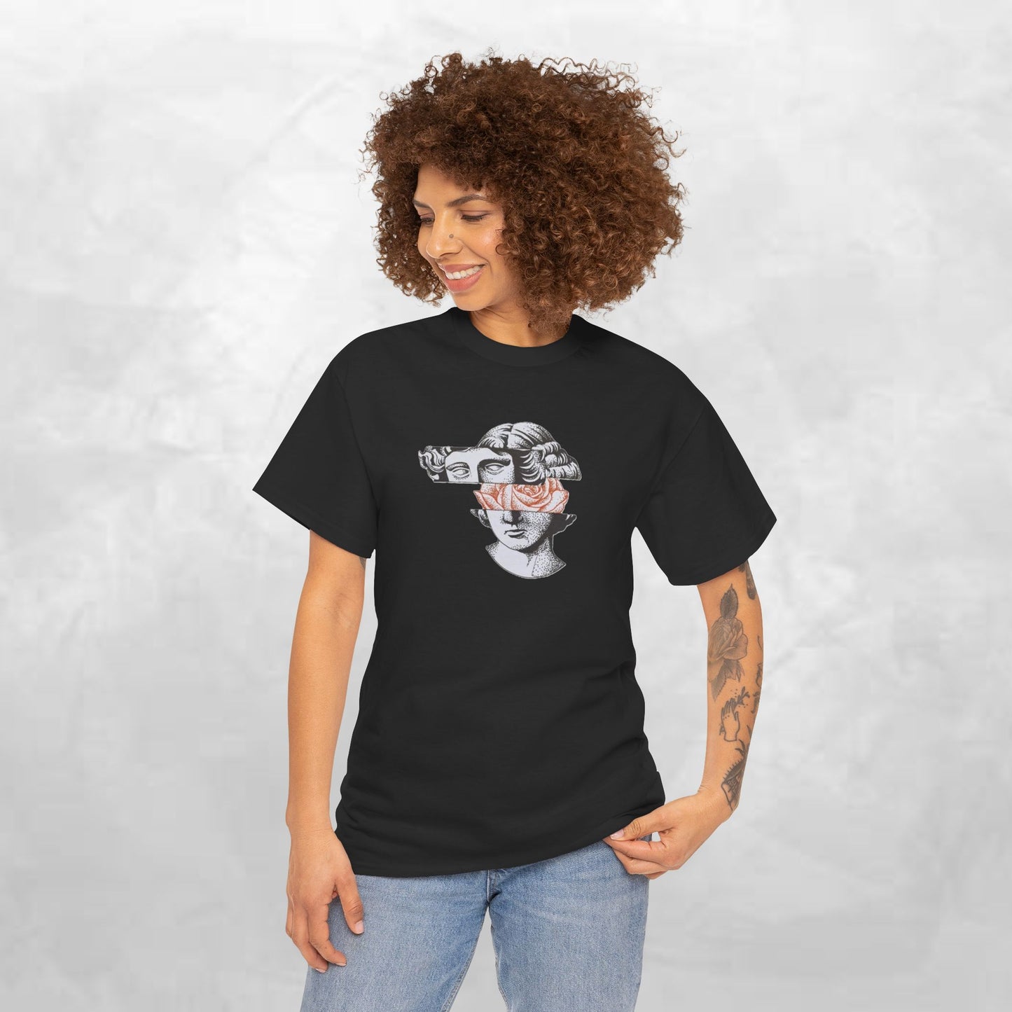 Artistic Unisex Heavy Cotton Tee – Abstract Face Design