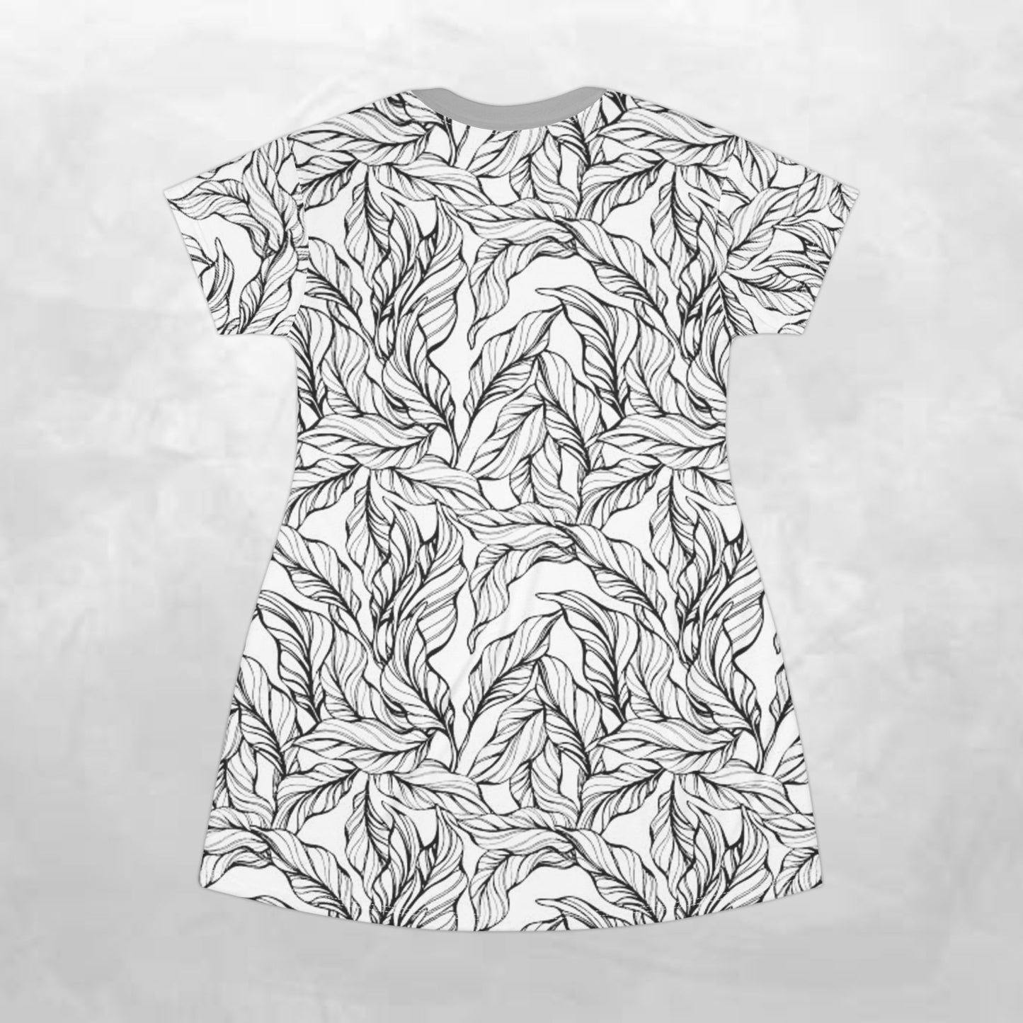 Botanical Leaf Print T-Shirt Dress - Casual Summer Dress for Nature Lovers