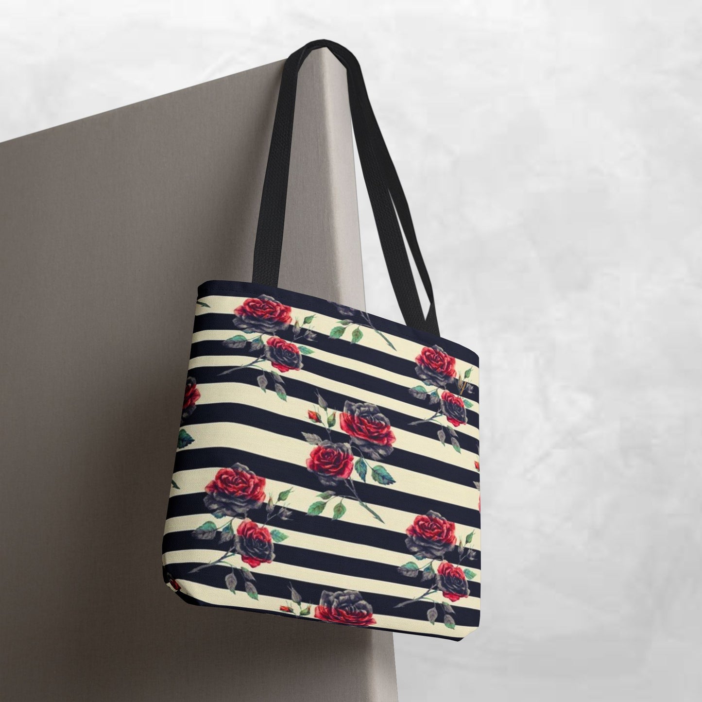 Chic Floral Tote Bag, Stylish Eco-Friendly Bag, Rose Pattern Shopping Tote, Gift for Her, Everyday Handbag, Floral Fashion