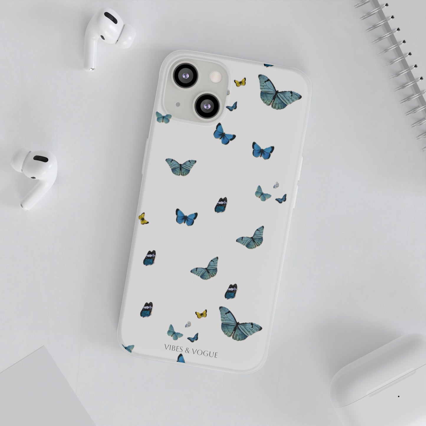 Butterfly Vibes Phone Case, Flexible Phone Cover, Elegant Phone Accessory, Gift for Nature Lovers, Spring Decor, Eco-Friendly Case