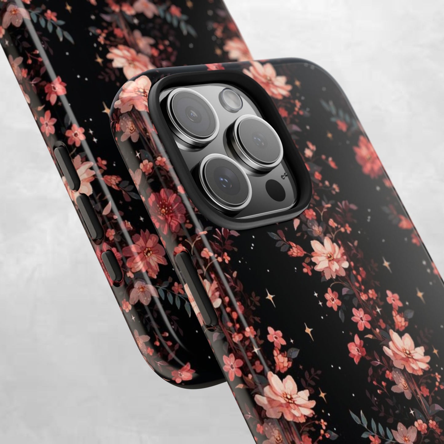 Floral Galaxy Phone Case – Dark Pink Blossom Tough Protective Case