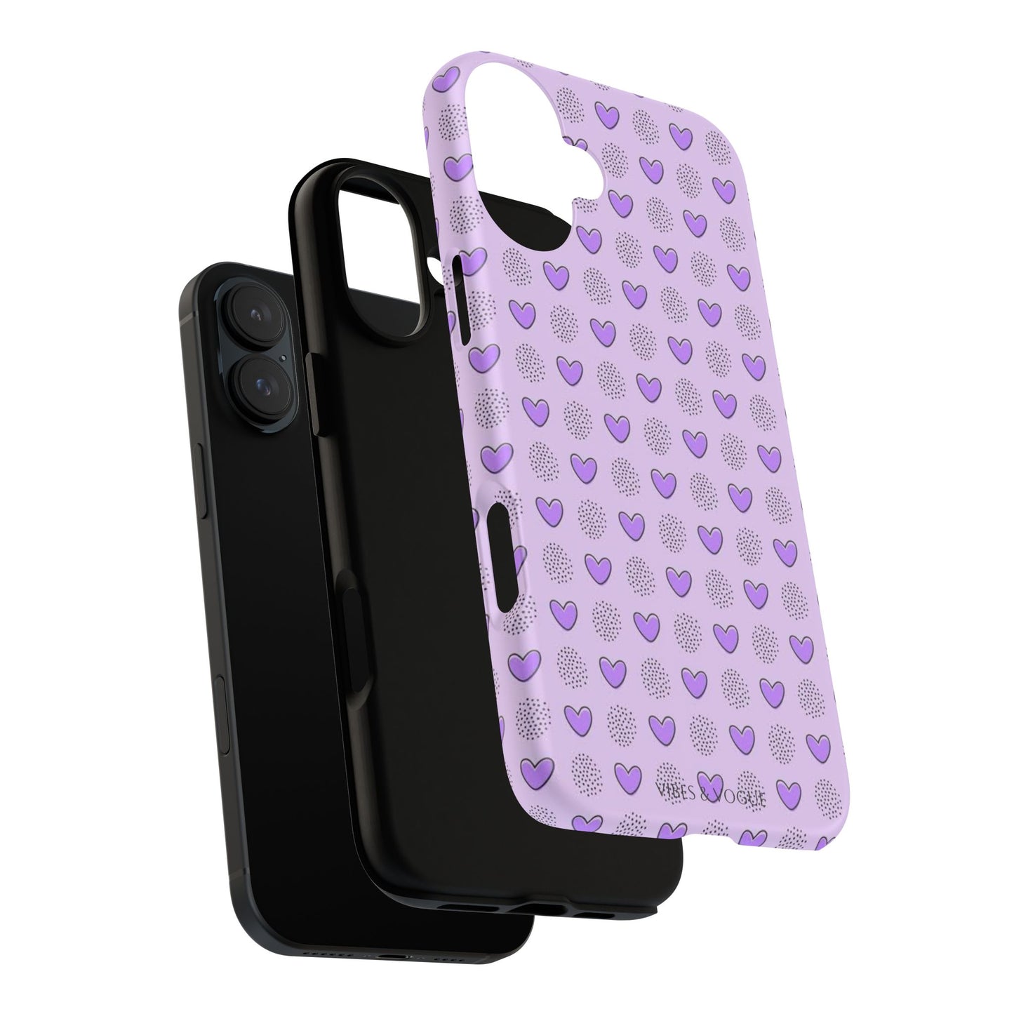 Purple Heart Pattern Phone Case - Tough Cases for a Stylish & Protective Vibe
