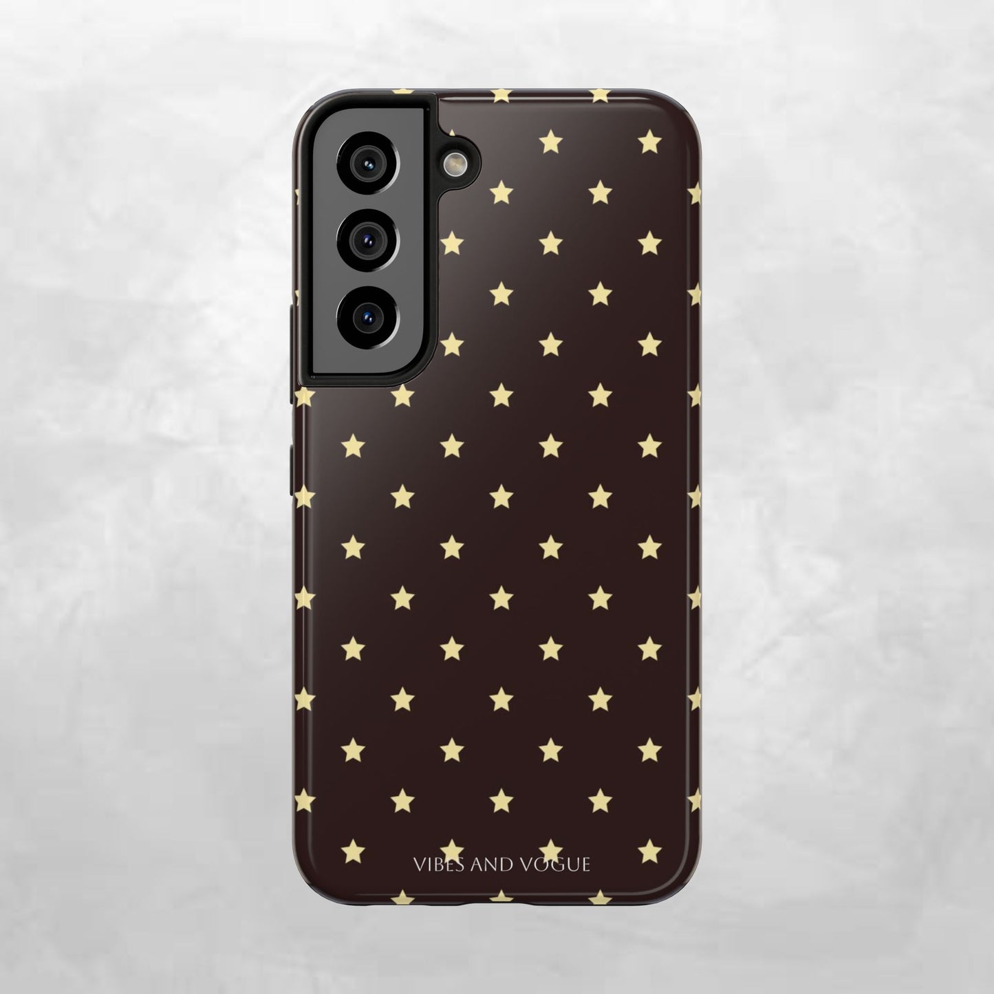 Star Pattern Tough Phone Case — Gold Stars on Chocolate Brown