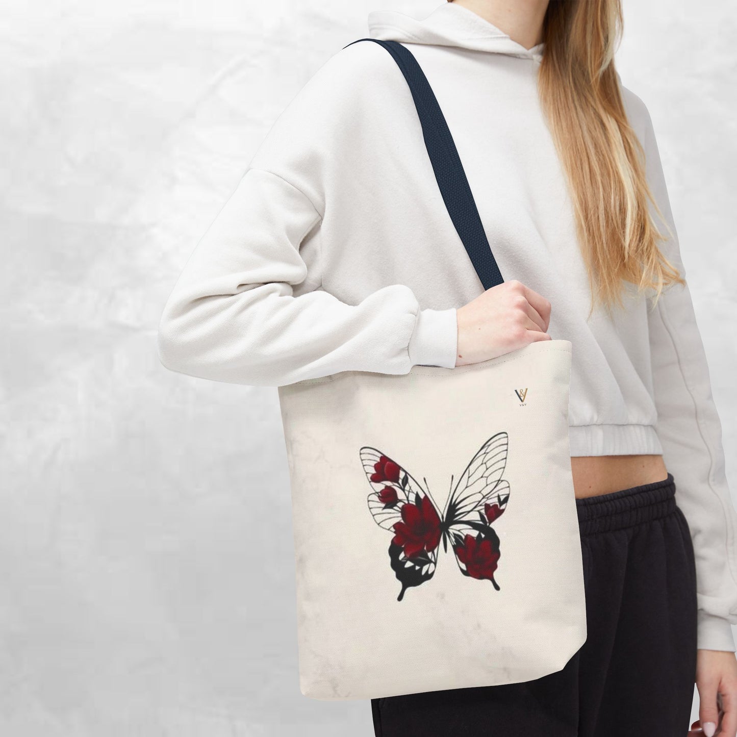 Butterfly Floral Tote Bag, Elegant Carry-All, Eco-Friendly Shopping Bag, Gift for Her, Boho Style