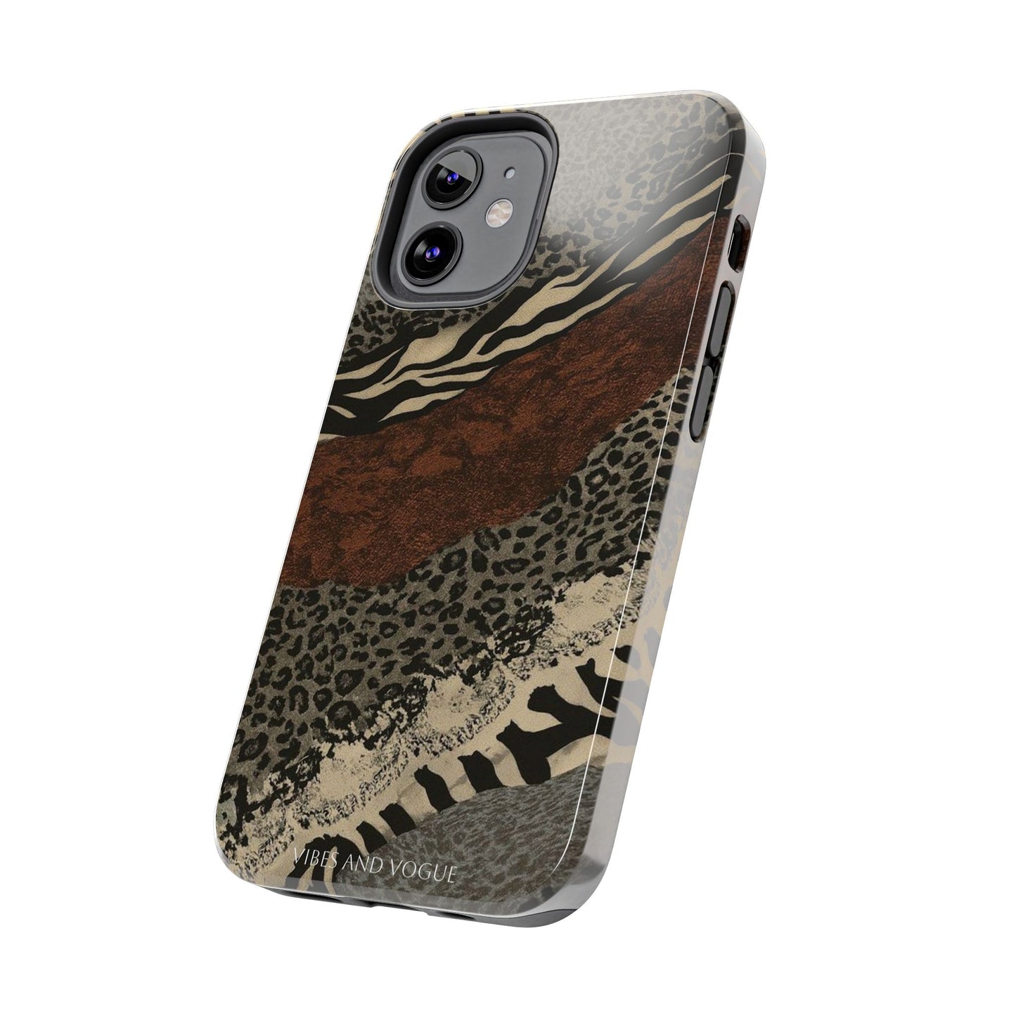 Safari Patchwork Tough Phone Case — Brown Leopard & Zebra Animal Print