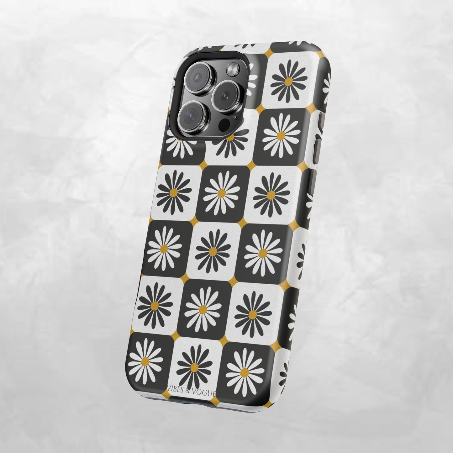 Retro Daisy Magnetic Tough Case - Stylish Protection for Your Phone
