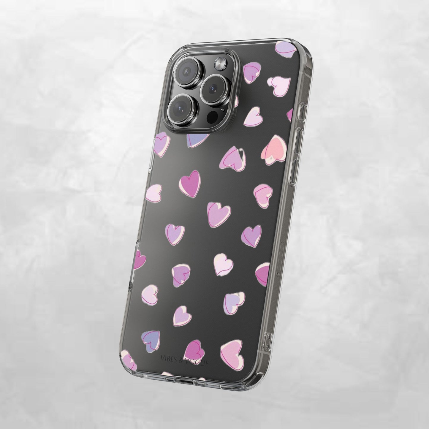 Heart Pattern Clear Case, Cute Phone Cover, Valentine's Day Gift, Trendy Phone Accessory, Love Theme Case