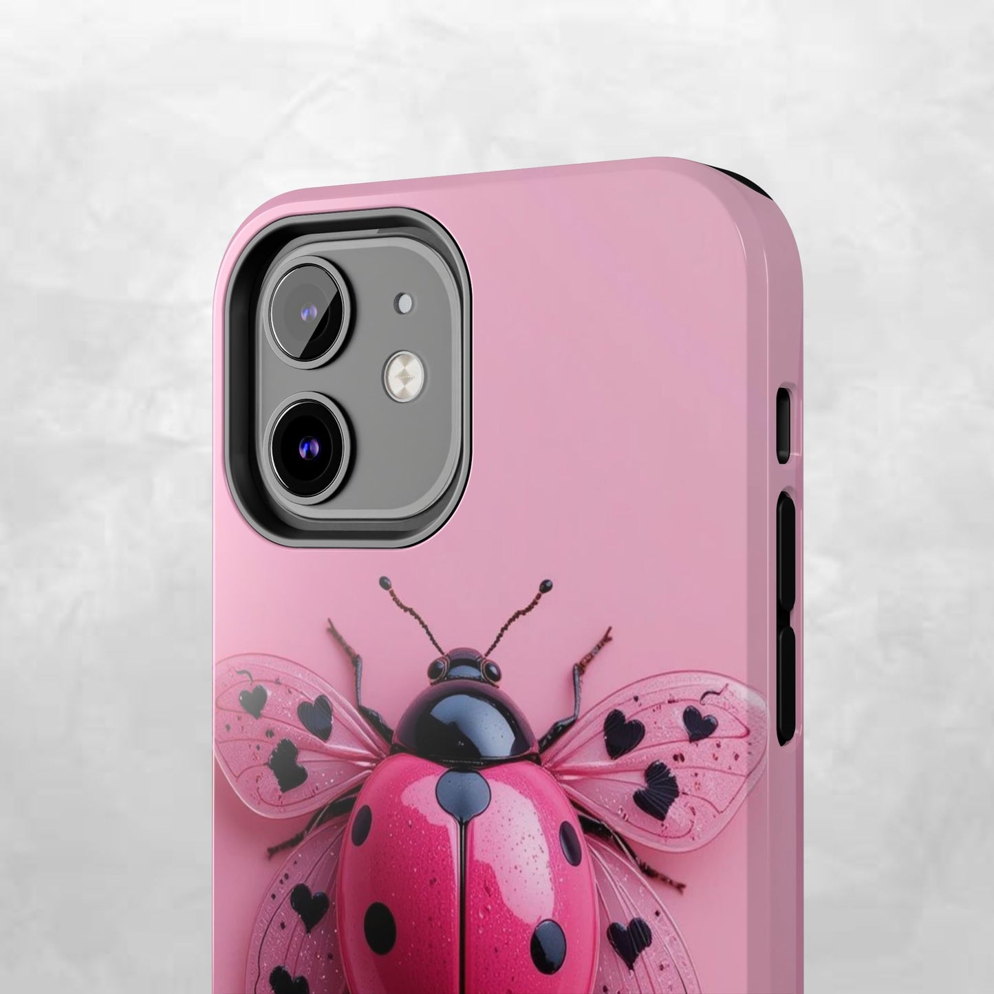 Pink Ladybug Tough Phone Case, Cute Phone Cover, Bug Lover Gift, Durable Smartphone Shell, Protective Tech Accessory