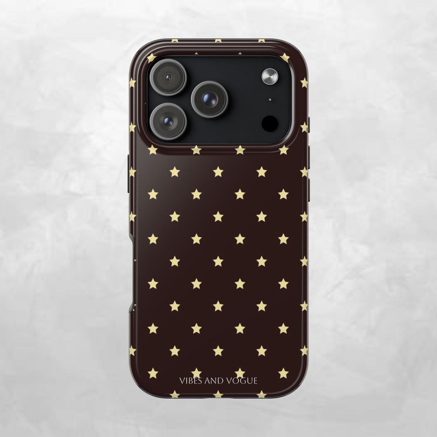 Star Pattern Tough Phone Case — Gold Stars on Chocolate Brown