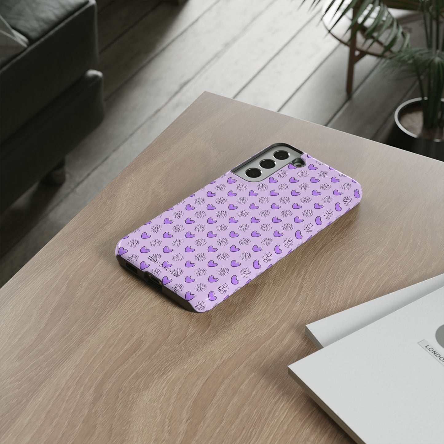 Purple Heart Pattern Phone Case - Tough Cases for a Stylish & Protective Vibe