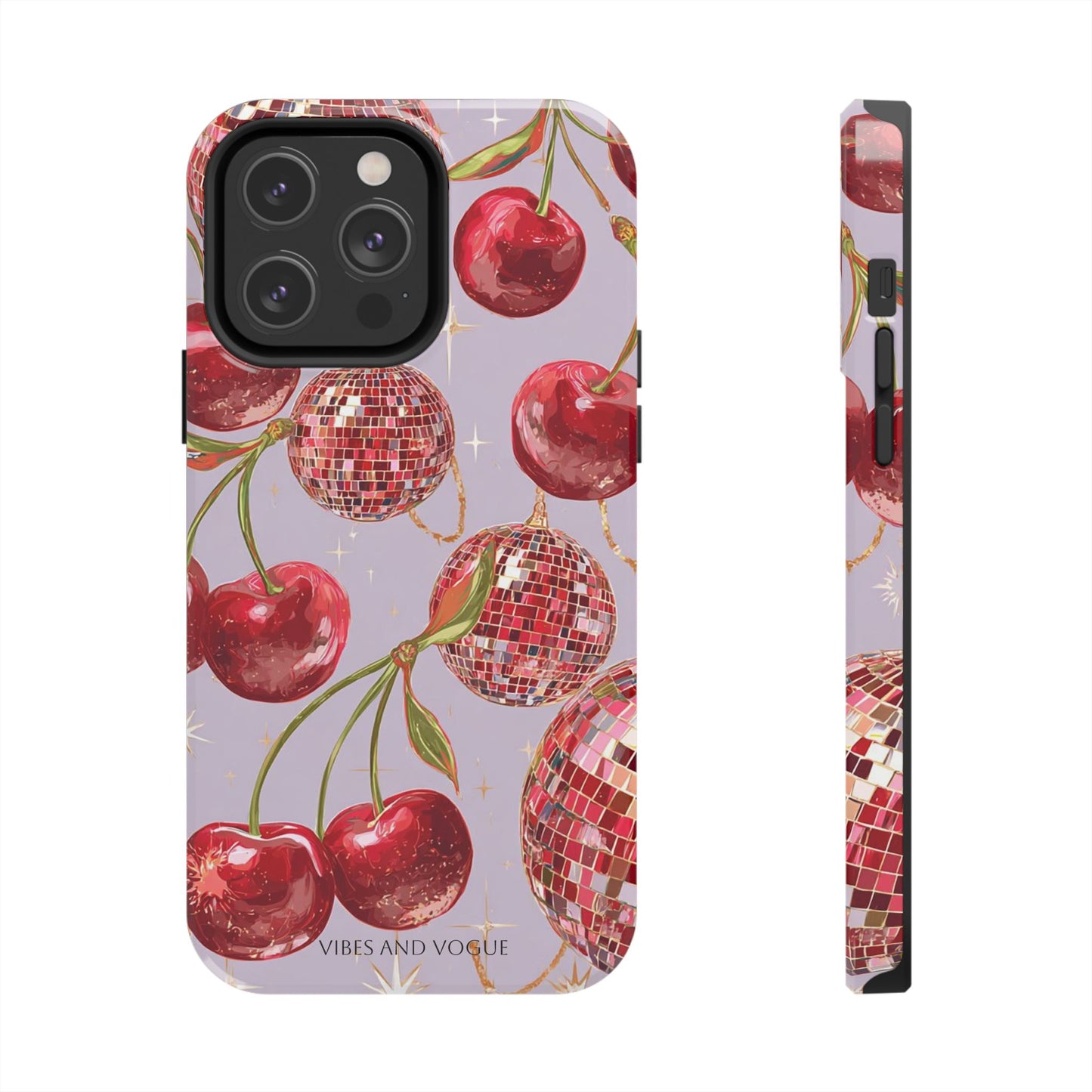Disco Cherry Tough Phone Case — Retro Sparkle iPhone Protection