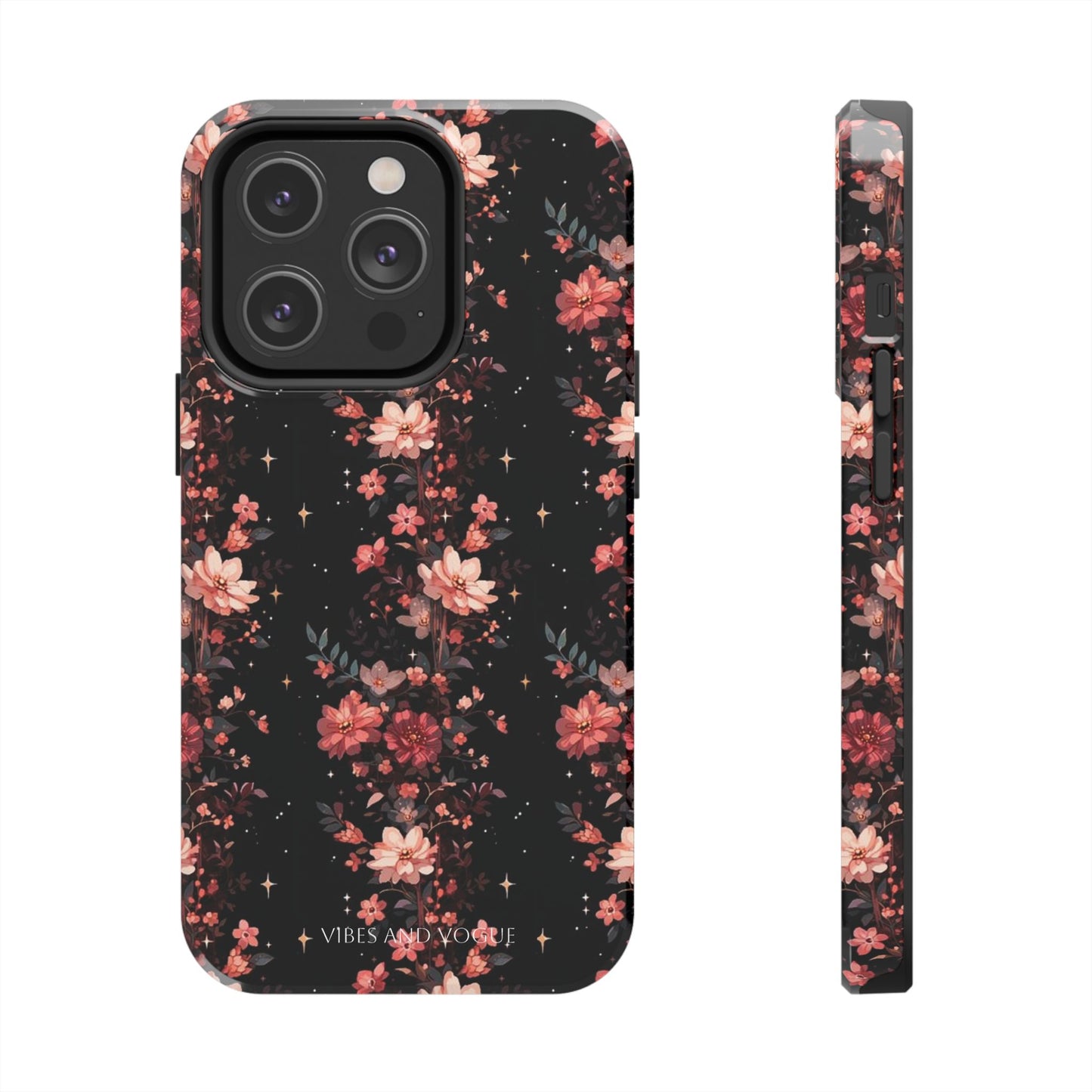 Floral Galaxy Phone Case – Dark Pink Blossom Tough Protective Case