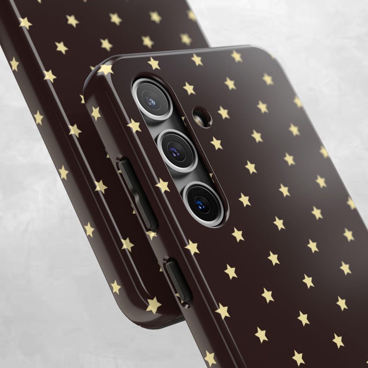 Star Pattern Tough Phone Case — Gold Stars on Chocolate Brown