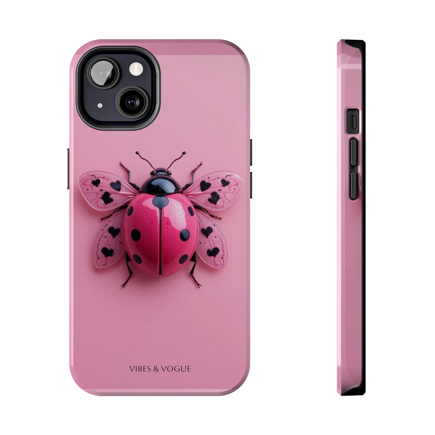 Pink Ladybug Tough Phone Case, Cute Phone Cover, Bug Lover Gift, Durable Smartphone Shell, Protective Tech Accessory