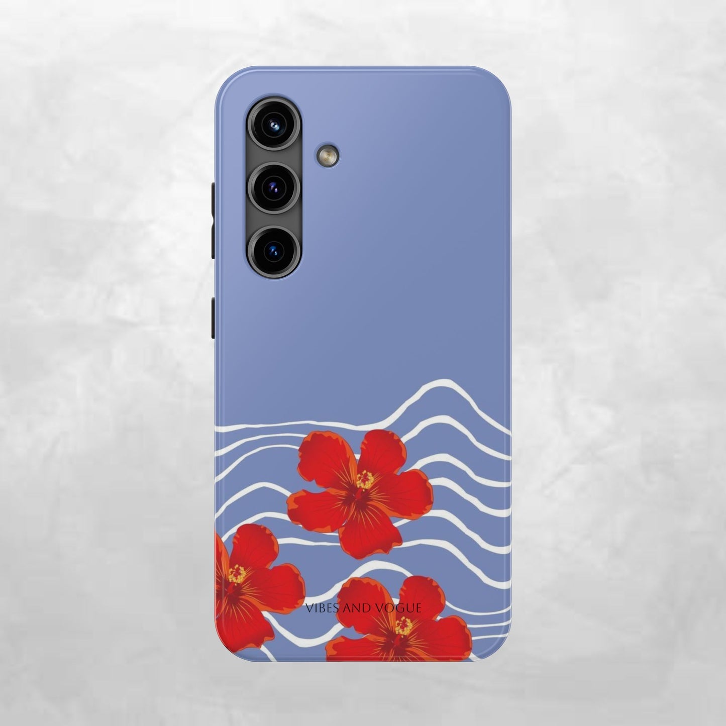 Tough Phone Case — Red Hibiscus Waves (Durable Protective Phone Cover)