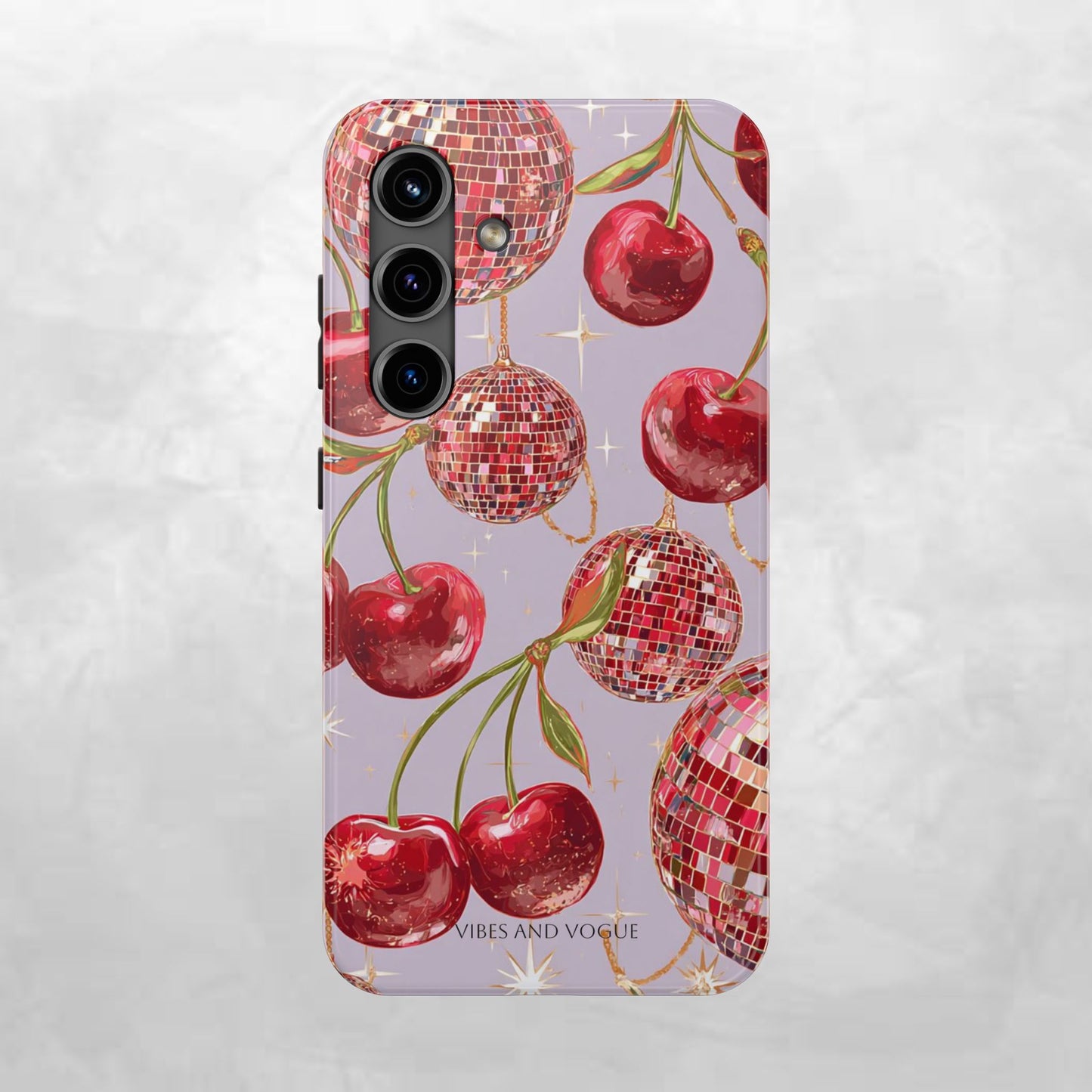 Disco Cherry Tough Phone Case — Retro Sparkle iPhone Protection