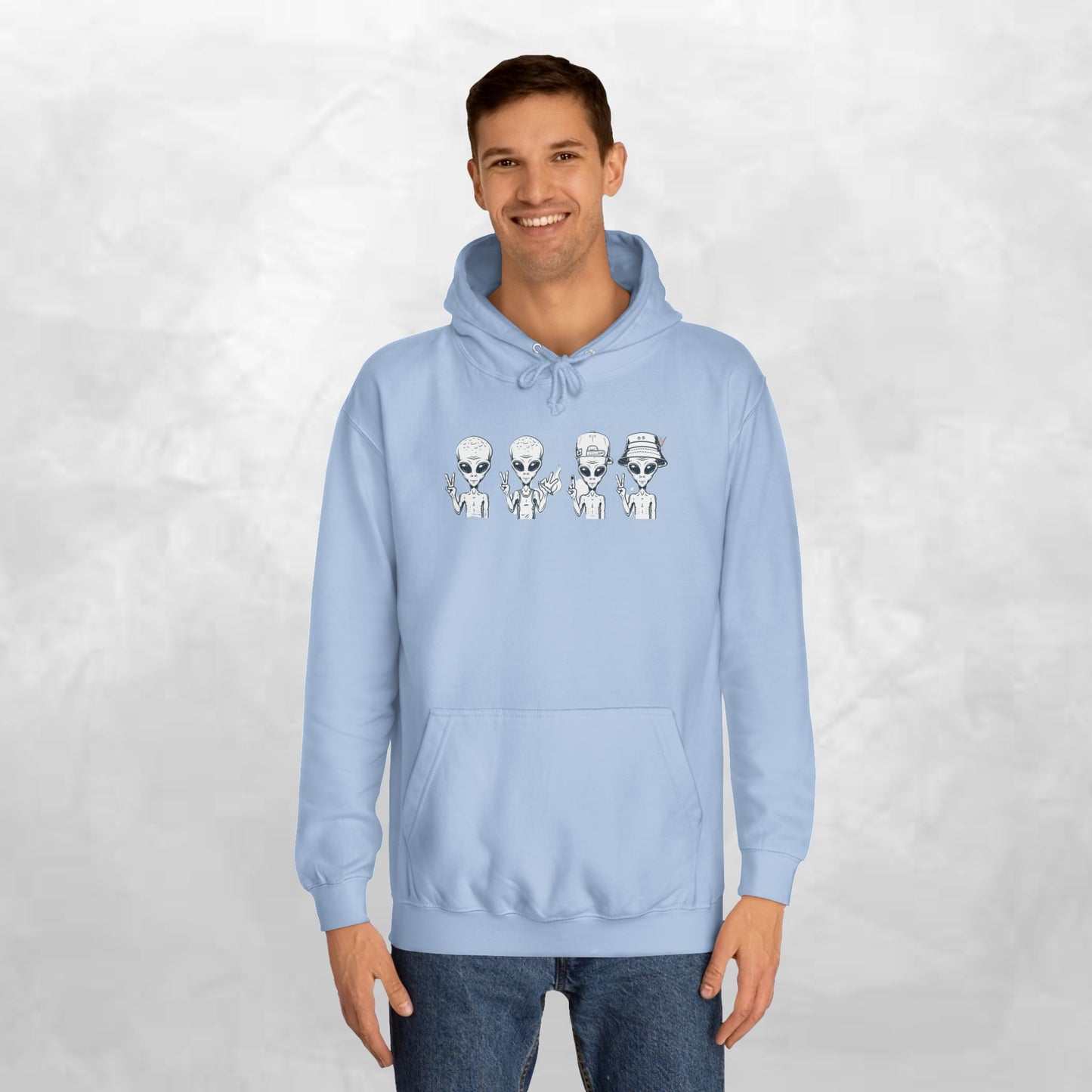 Retro Alien College Hoodie - Unisex Warm Sweatshirt for Campus Style