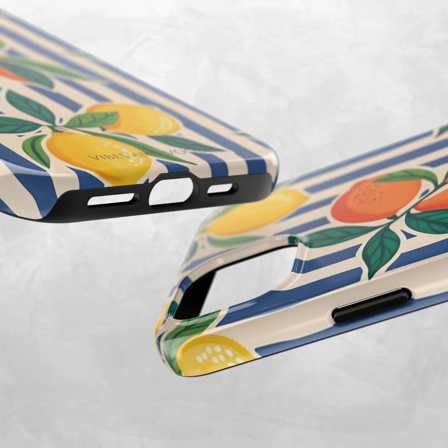Lemon & Orange Stripe Tough Phone Case — Vibrant Citrus Pattern Protective Cover