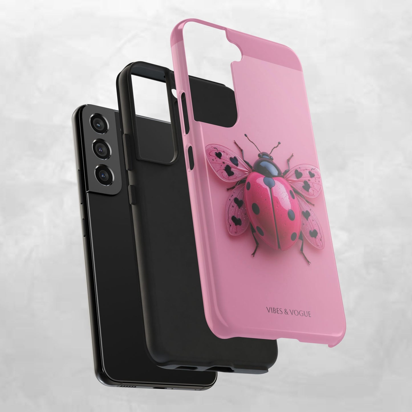 Pink Ladybug Tough Phone Case, Cute Phone Cover, Bug Lover Gift, Durable Smartphone Shell, Protective Tech Accessory