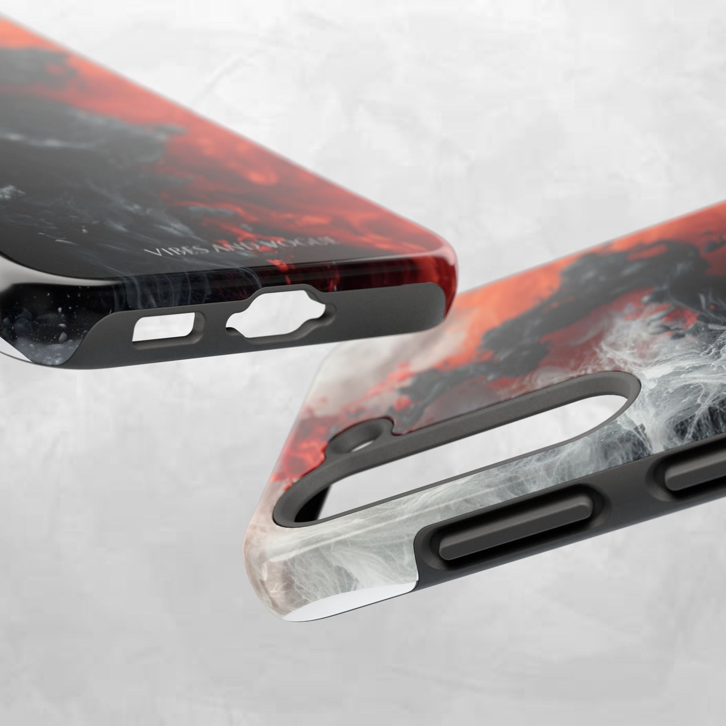 Abstract Red & Black Smoke Tough Phone Case — Vibes and Vogue Protective Cover