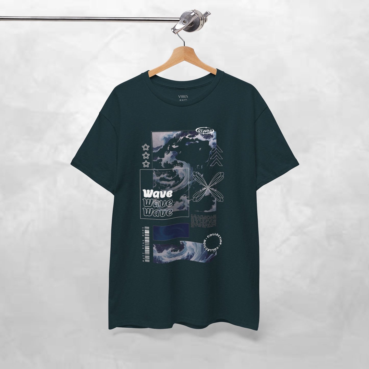 Wave Graphic Tee — Retro Surf Collage T-Shirt