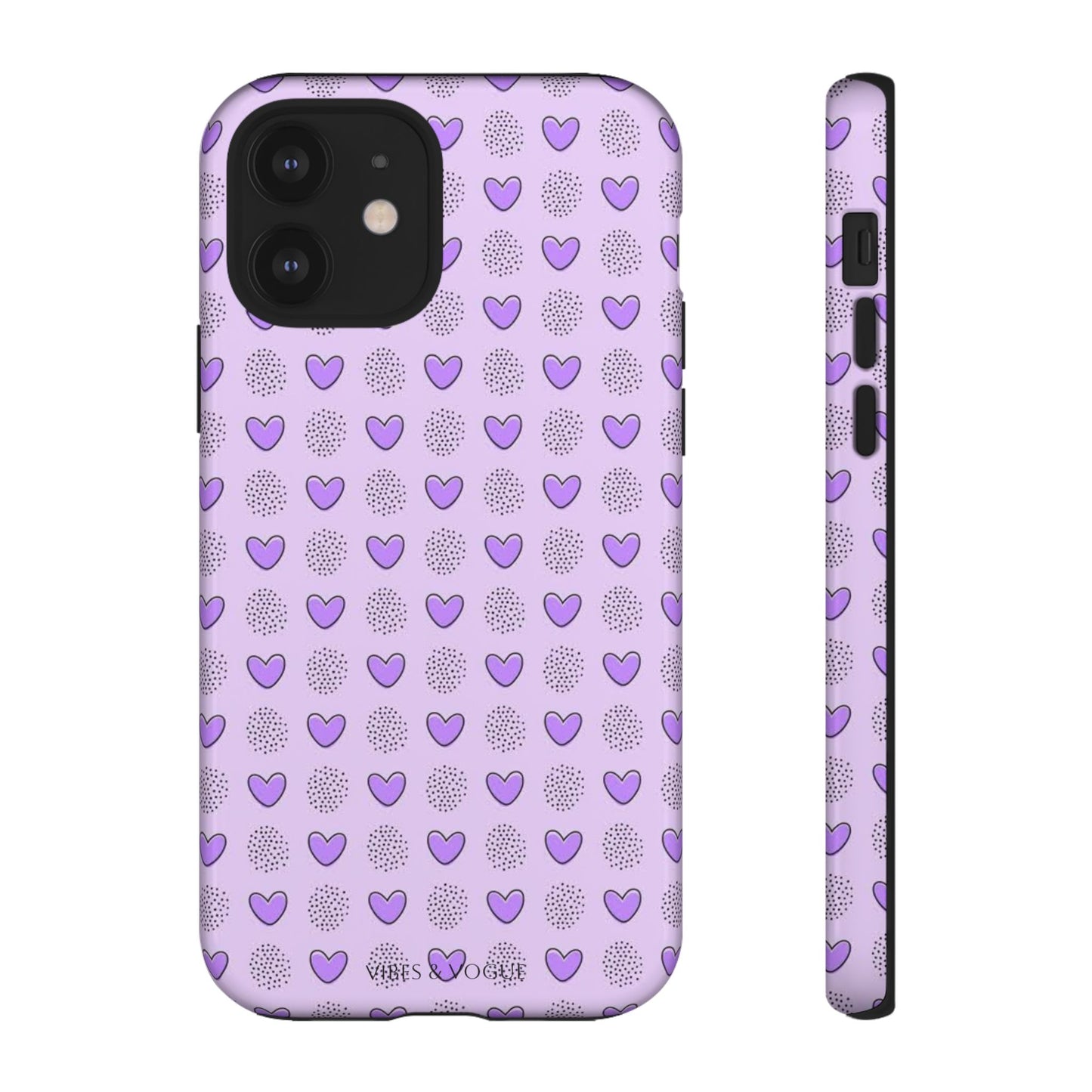 Purple Heart Pattern Phone Case - Tough Cases for a Stylish & Protective Vibe