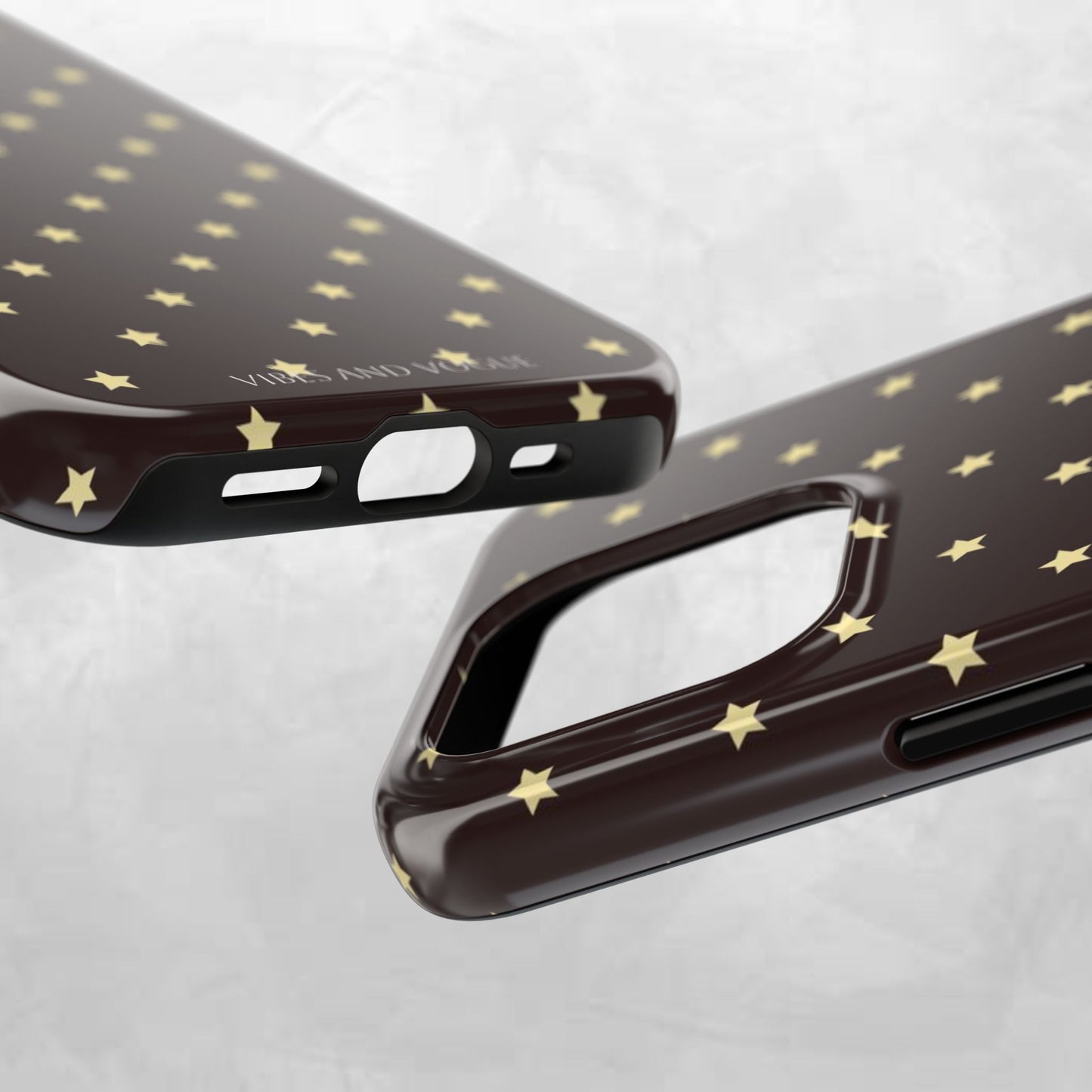 Star Pattern Tough Phone Case — Gold Stars on Chocolate Brown