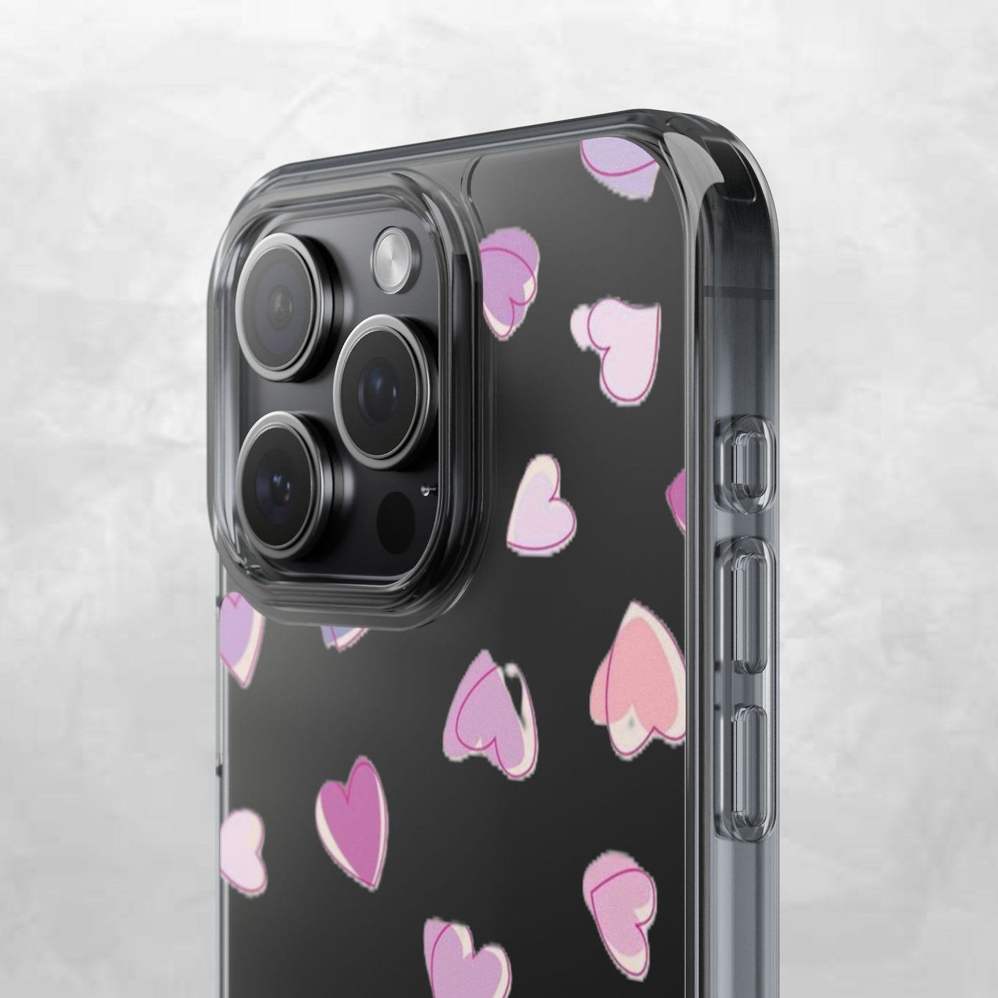 Heart Pattern Clear Case, Cute Phone Cover, Valentine's Day Gift, Trendy Phone Accessory, Love Theme Case