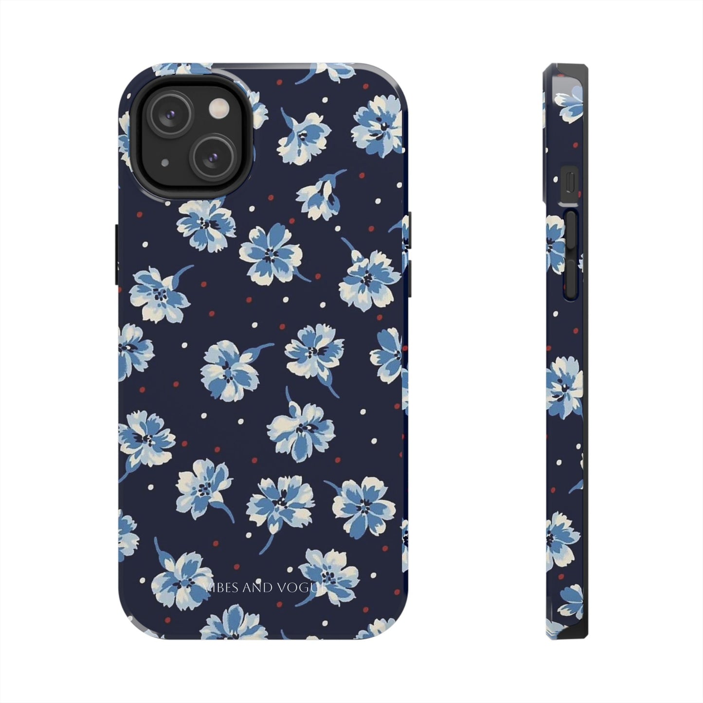 Floral Navy Tough Phone Case — Blue Blossom Protective Phone Cover
