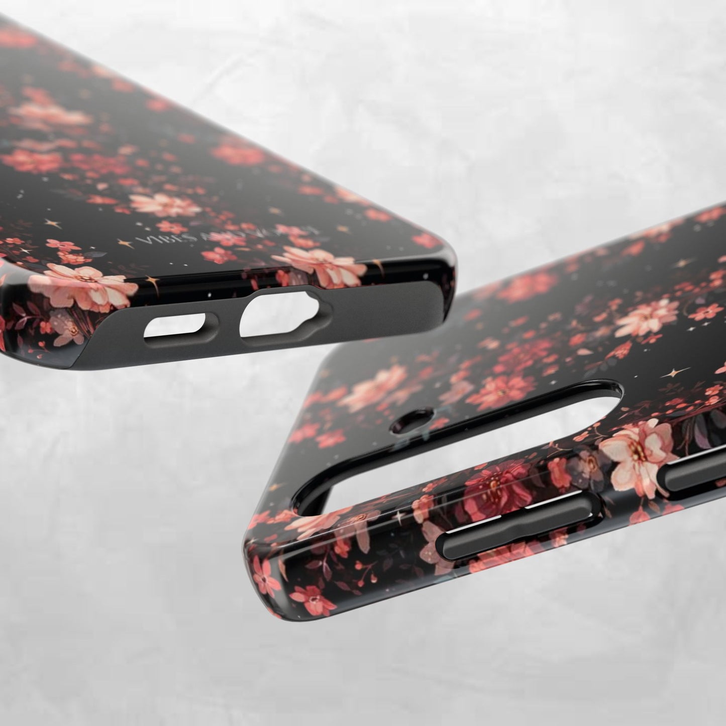 Floral Galaxy Phone Case – Dark Pink Blossom Tough Protective Case