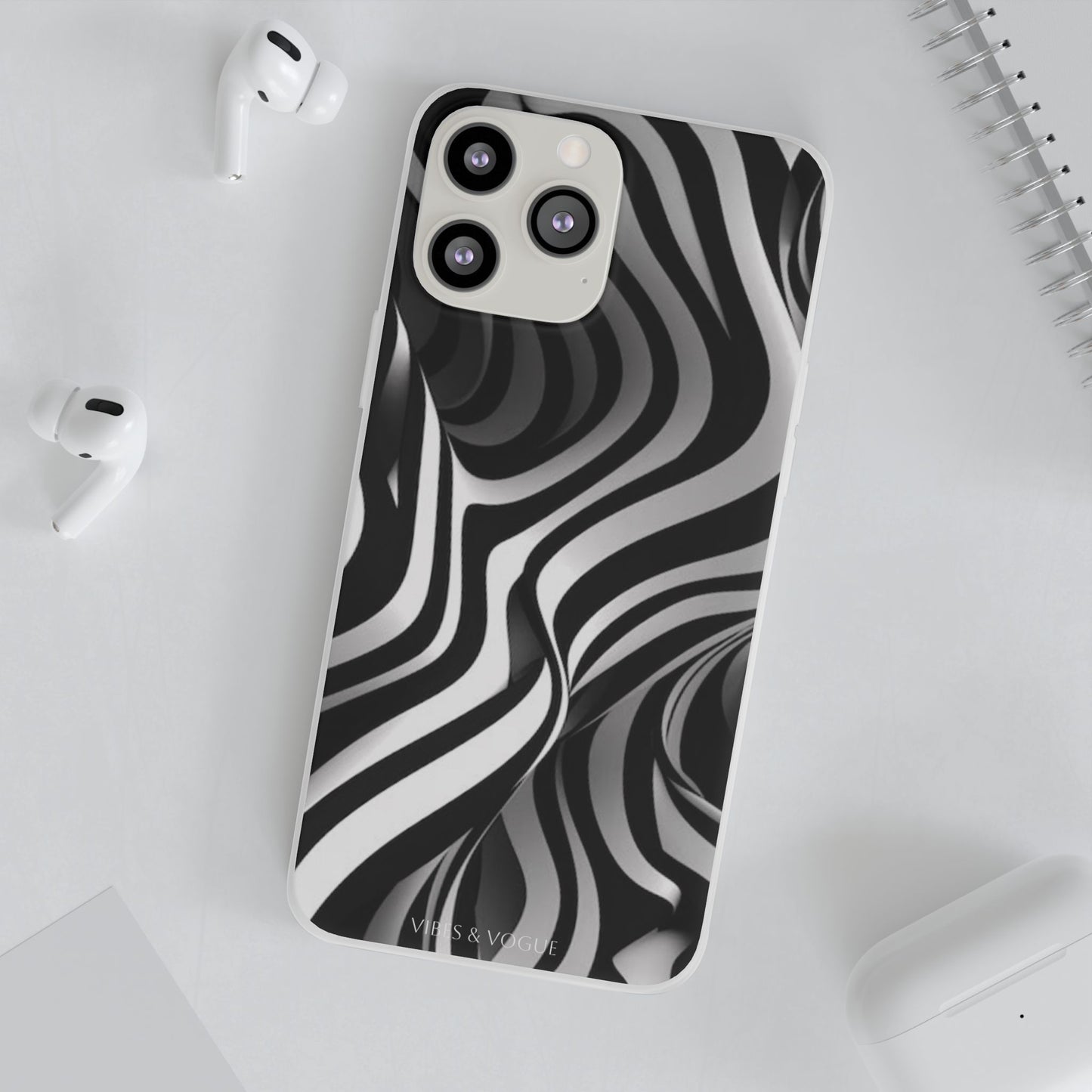 Stylish Phone Cases, Trendy Flexi Cases for iPhone, Black and White Art Case, Gifts for Him/Her, Phone Accessories, Unique Design