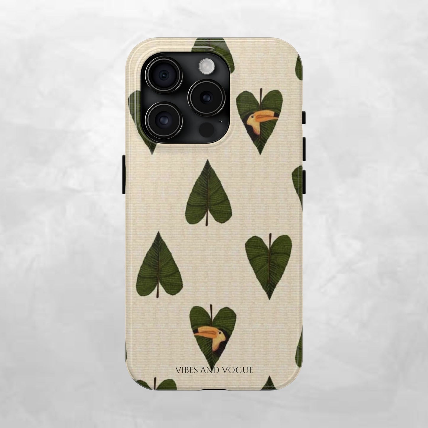 Tough Phone Case — Green Leaf Heart Pattern Tough Phone Case (Vibes and Vogue)