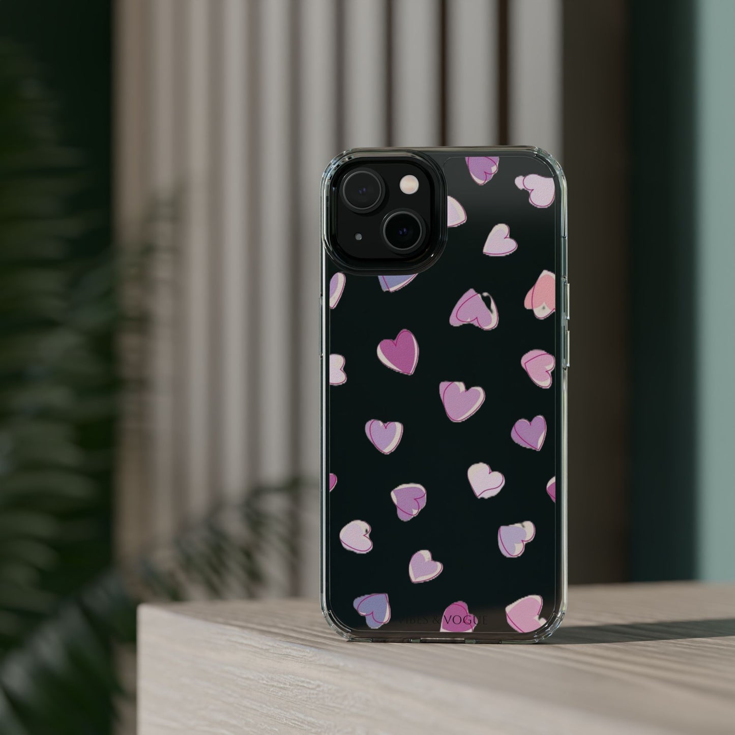 Heart Pattern Clear Case, Cute Phone Cover, Valentine's Day Gift, Trendy Phone Accessory, Love Theme Case