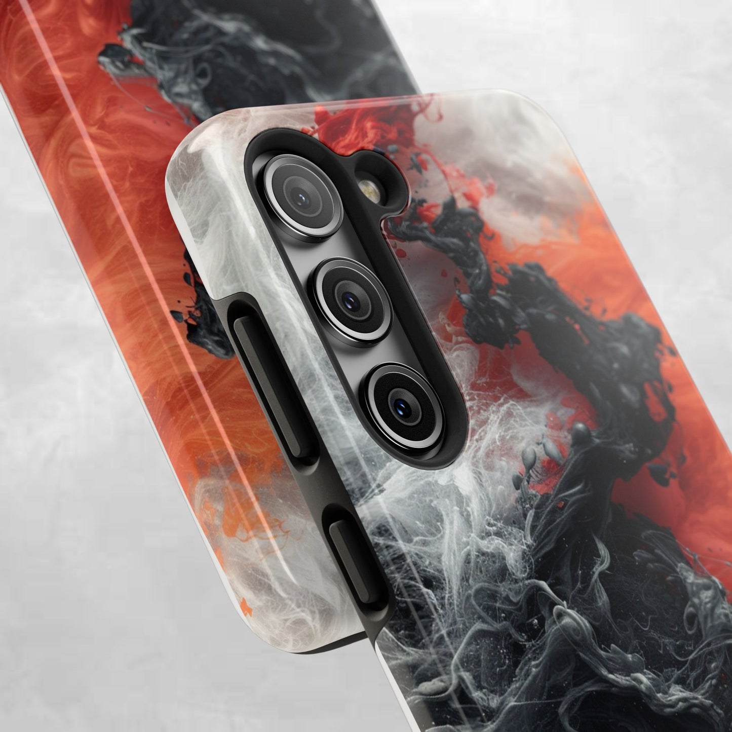 Abstract Red & Black Smoke Tough Phone Case — Vibes and Vogue Protective Cover