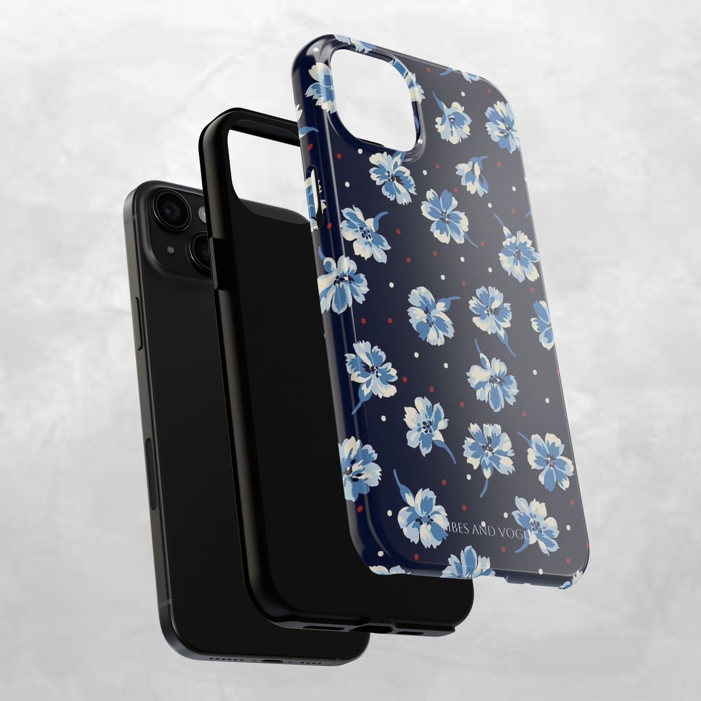 Floral Navy Tough Phone Case — Blue Blossom Protective Phone Cover