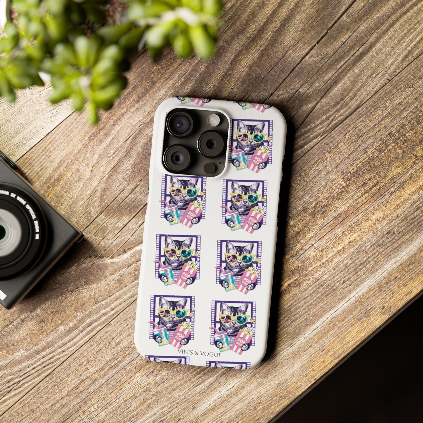 Cat Lover's Slim Phone Cases, Cute Cat Phone Covers, Pet-Themed Accessories, Gifts for Cat Lovers, Vibrant Patterned Cases