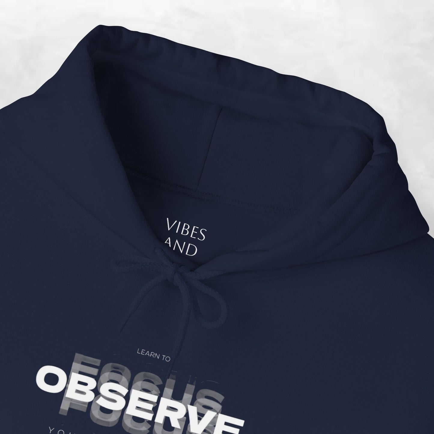 Observe Hoodie — Minimalist Glitch Text Black Pullover