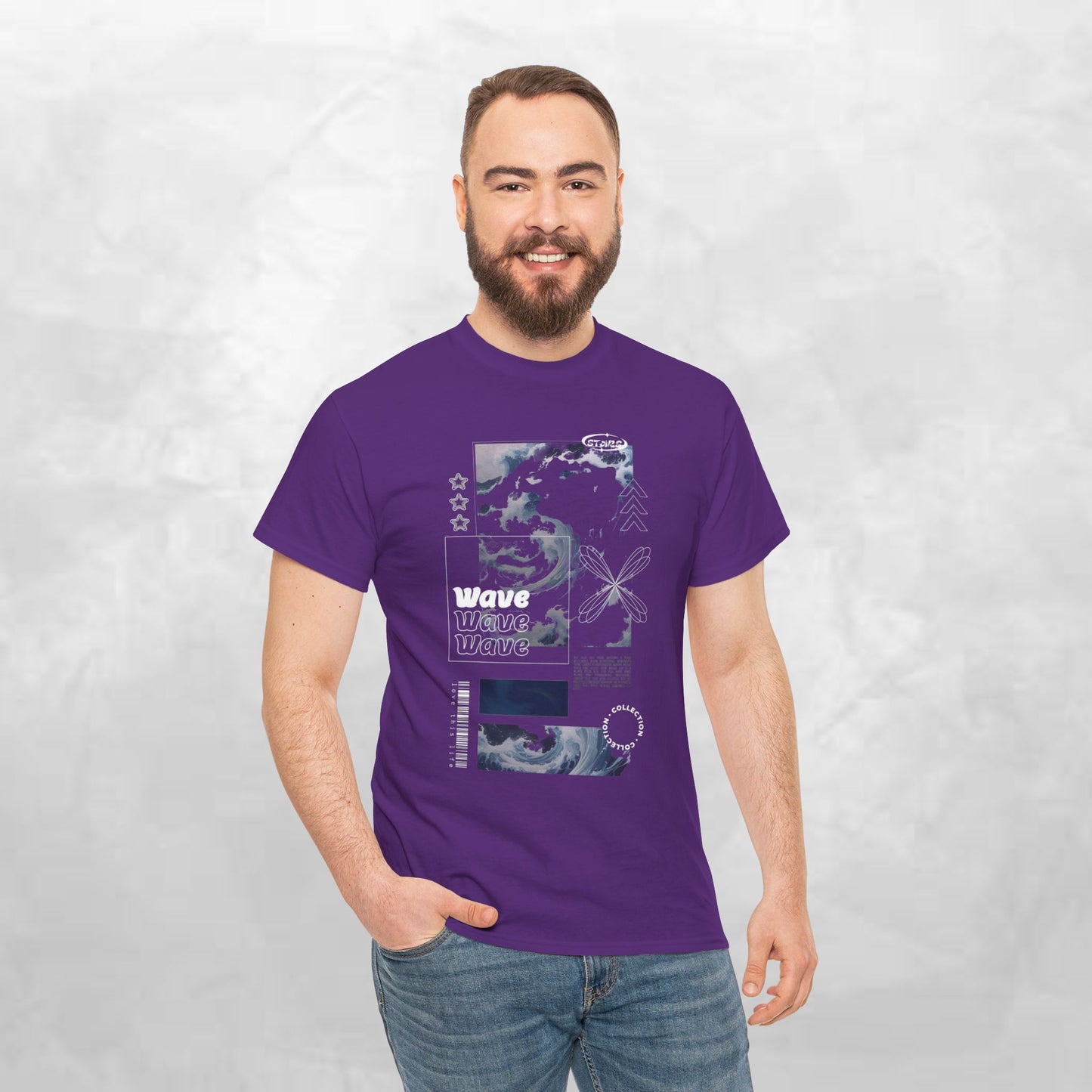 Wave Graphic Tee — Retro Surf Collage T-Shirt
