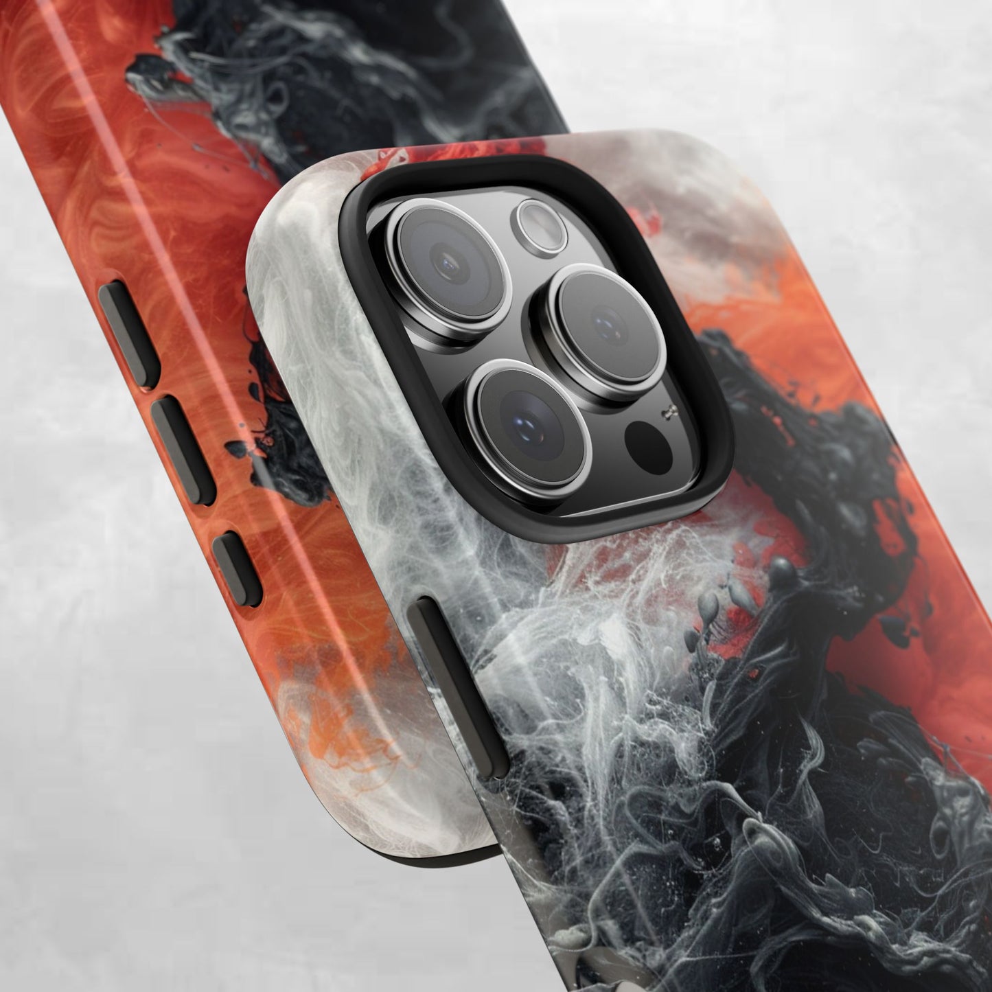 Abstract Red & Black Smoke Tough Phone Case — Vibes and Vogue Protective Cover