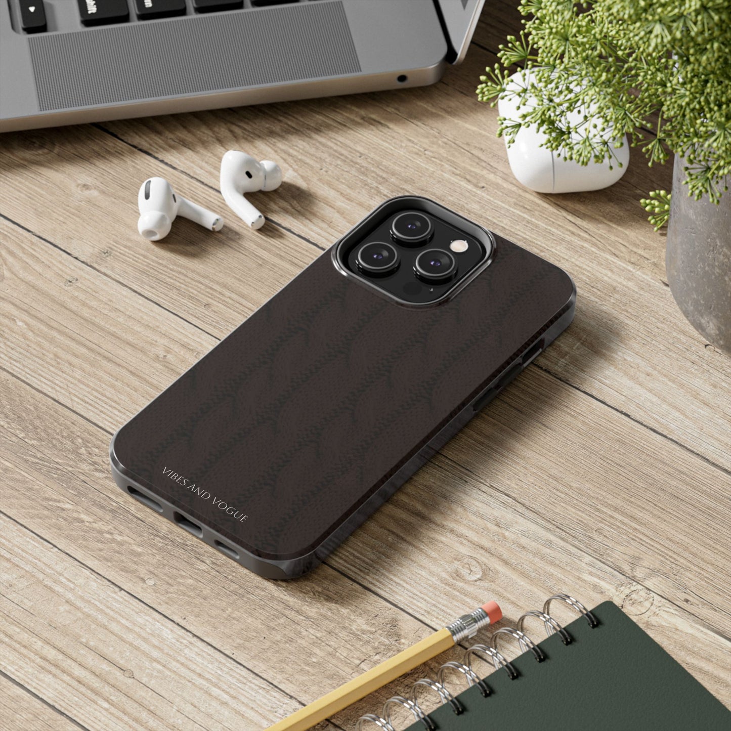 Cable Knit Chocolate Tough Phone Case — Vibes and Vogue Protective Cover