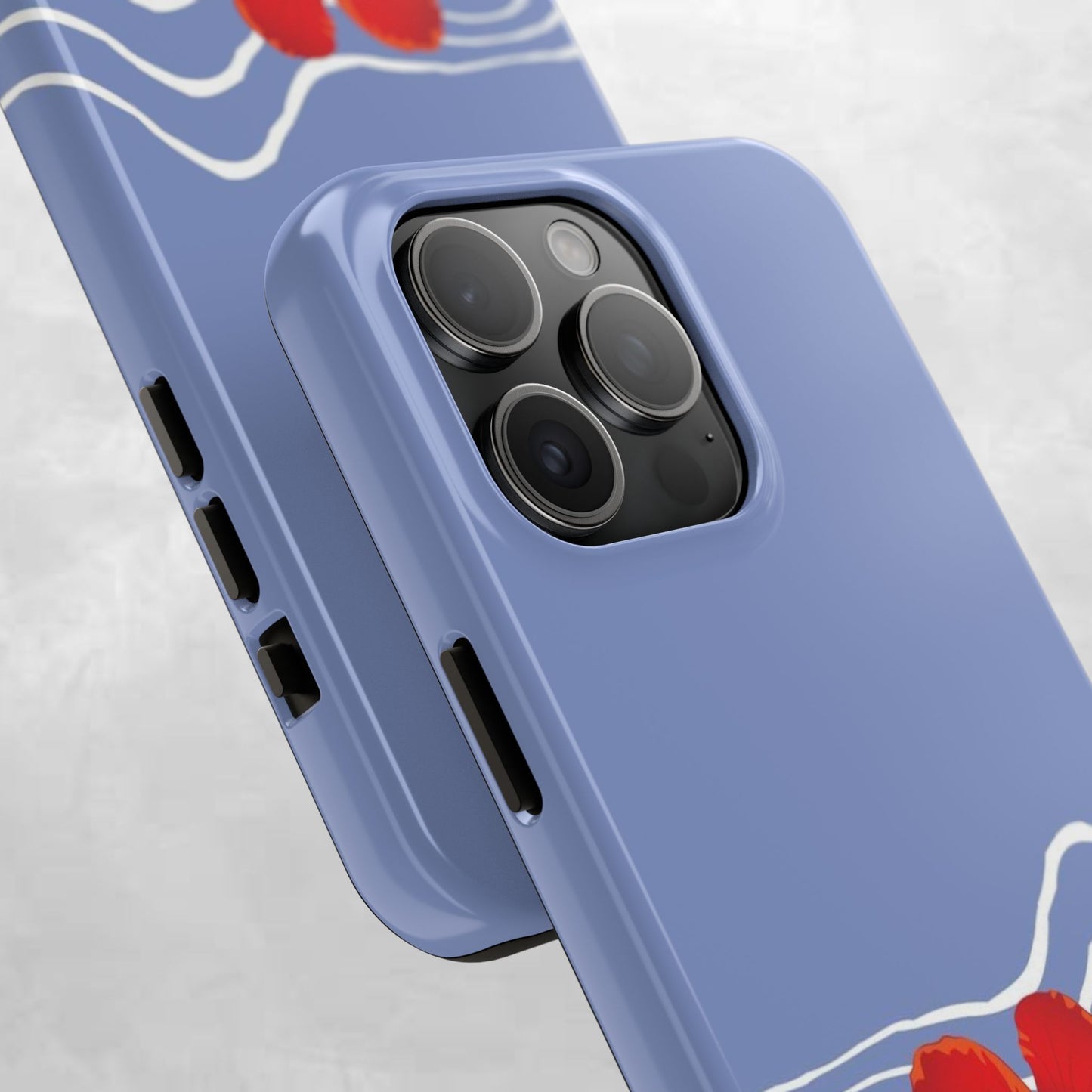 Tough Phone Case — Red Hibiscus Waves (Durable Protective Phone Cover)