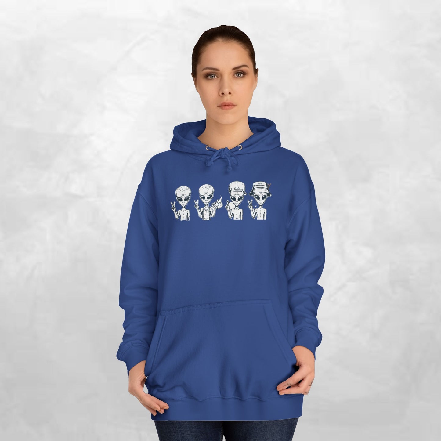 Retro Alien College Hoodie - Unisex Warm Sweatshirt for Campus Style