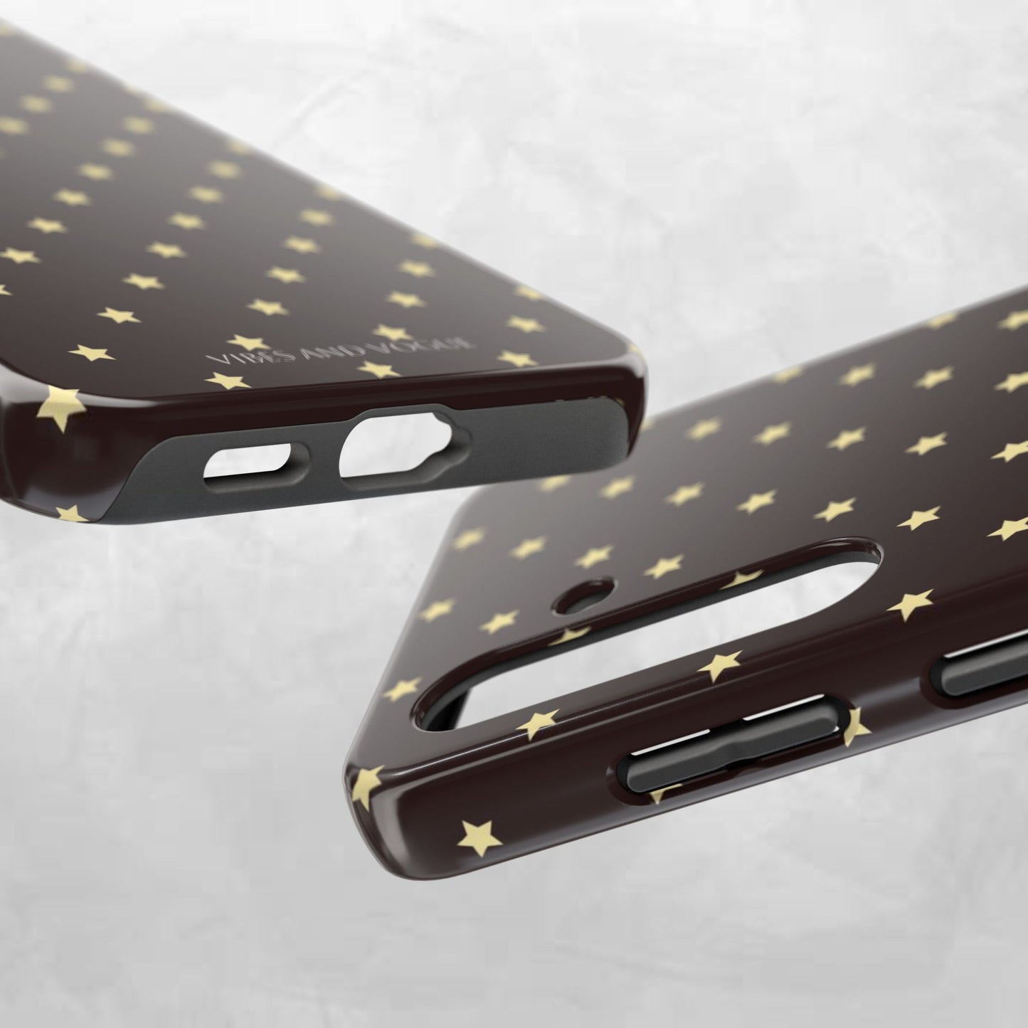 Star Pattern Tough Phone Case — Gold Stars on Chocolate Brown