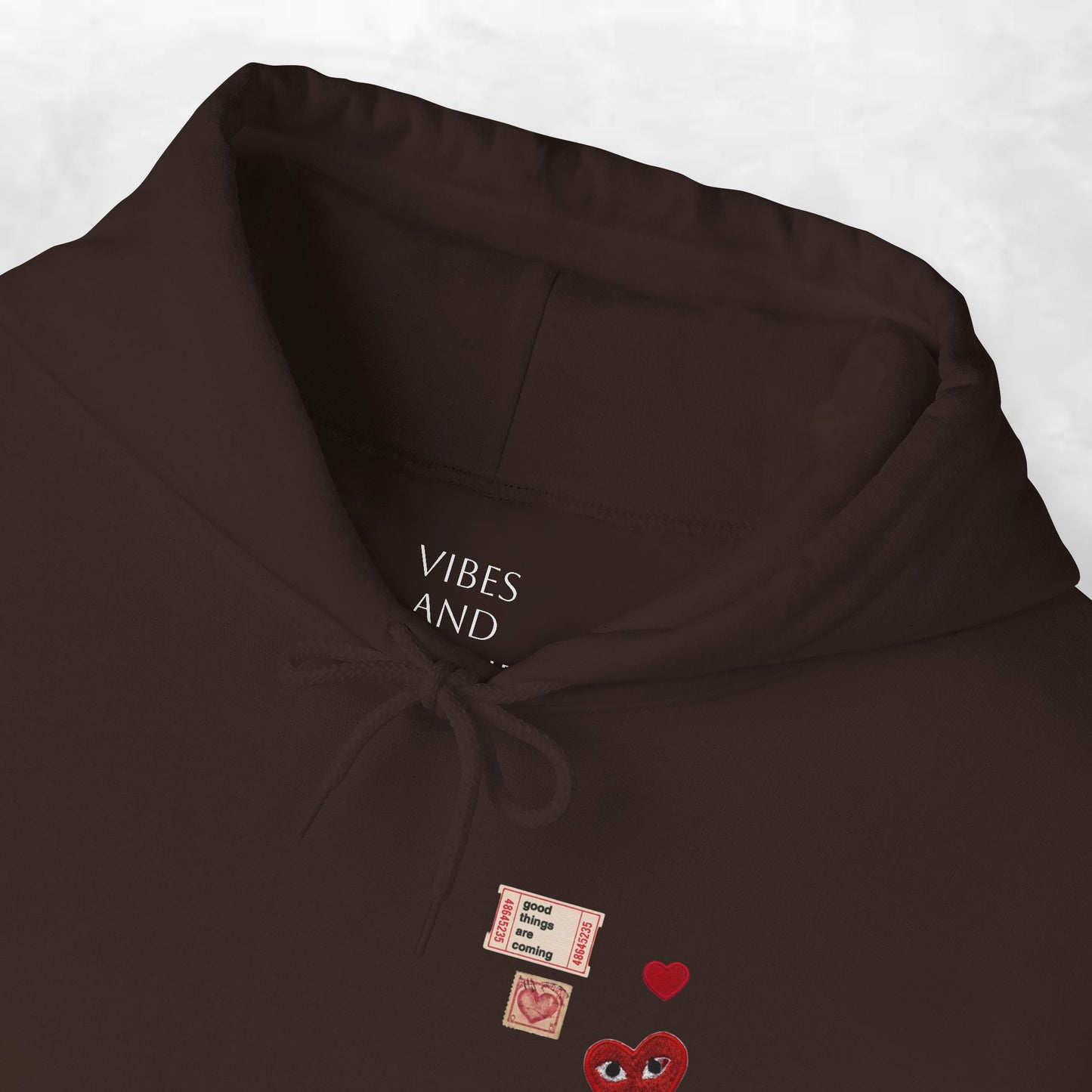 Hoodie — Tiny Vintage Valentine Hearts Chest Print