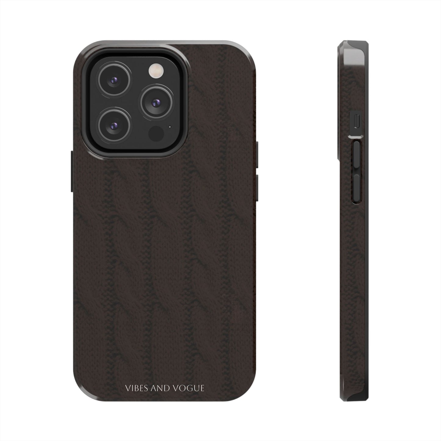 Cable Knit Chocolate Tough Phone Case — Vibes and Vogue Protective Cover