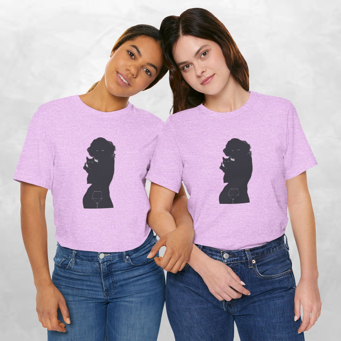 Unisex Silhouette Tee for Stylish Nights, Trendy Casual Wear, Gift for Her, Wine Lover Shirt, Cozy Evening Outfit