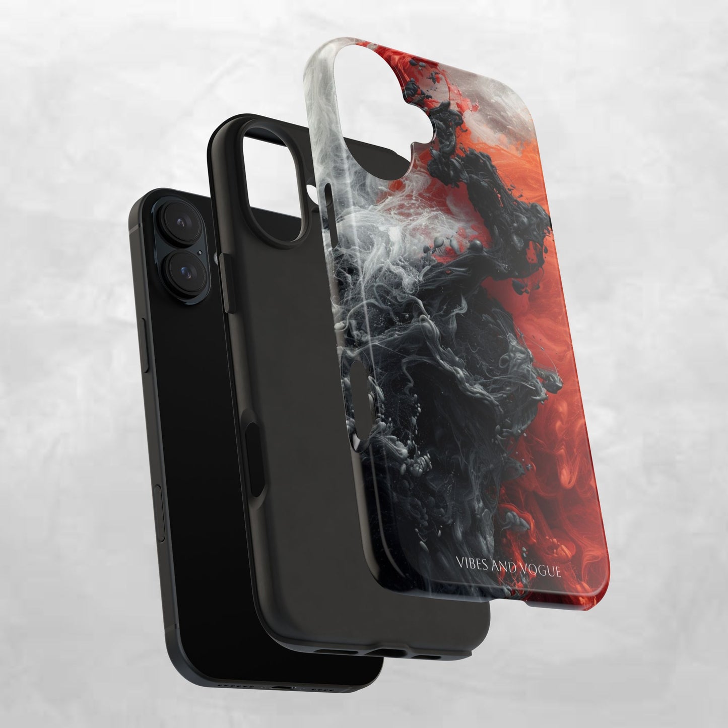 Abstract Red & Black Smoke Tough Phone Case — Vibes and Vogue Protective Cover