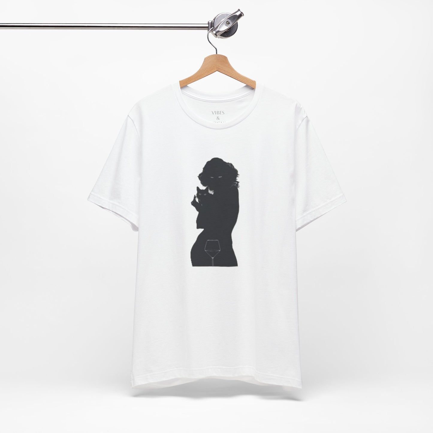 Unisex Silhouette Tee for Stylish Nights, Trendy Casual Wear, Gift for Her, Wine Lover Shirt, Cozy Evening Outfit