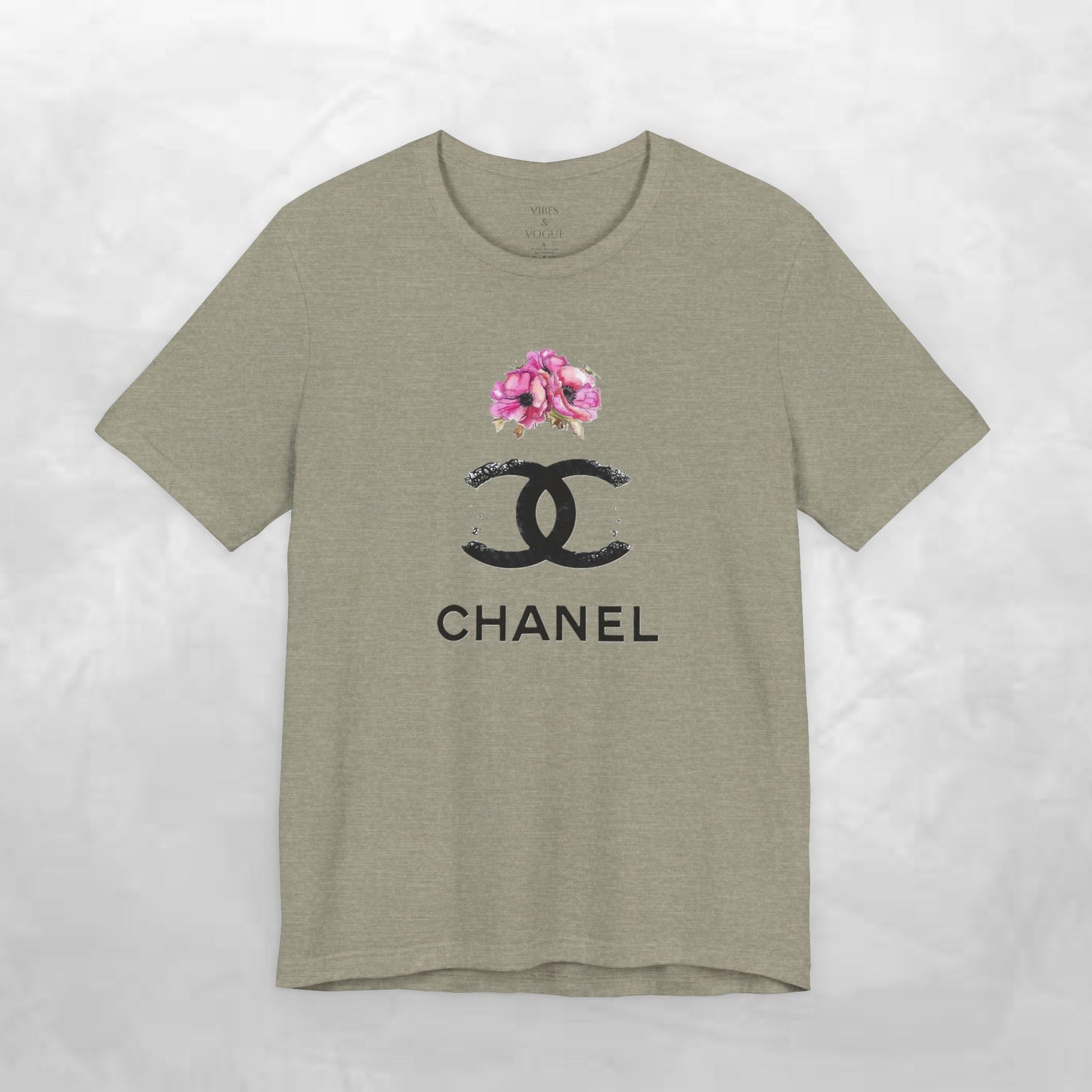 Chic Floral Logo Tee | Stylish Unisex Jersey Short Sleeve T-Shirt, Fashion Tee, Luxury Aesthetic, Gift for Her, Casual Wear, Trendy Apparel