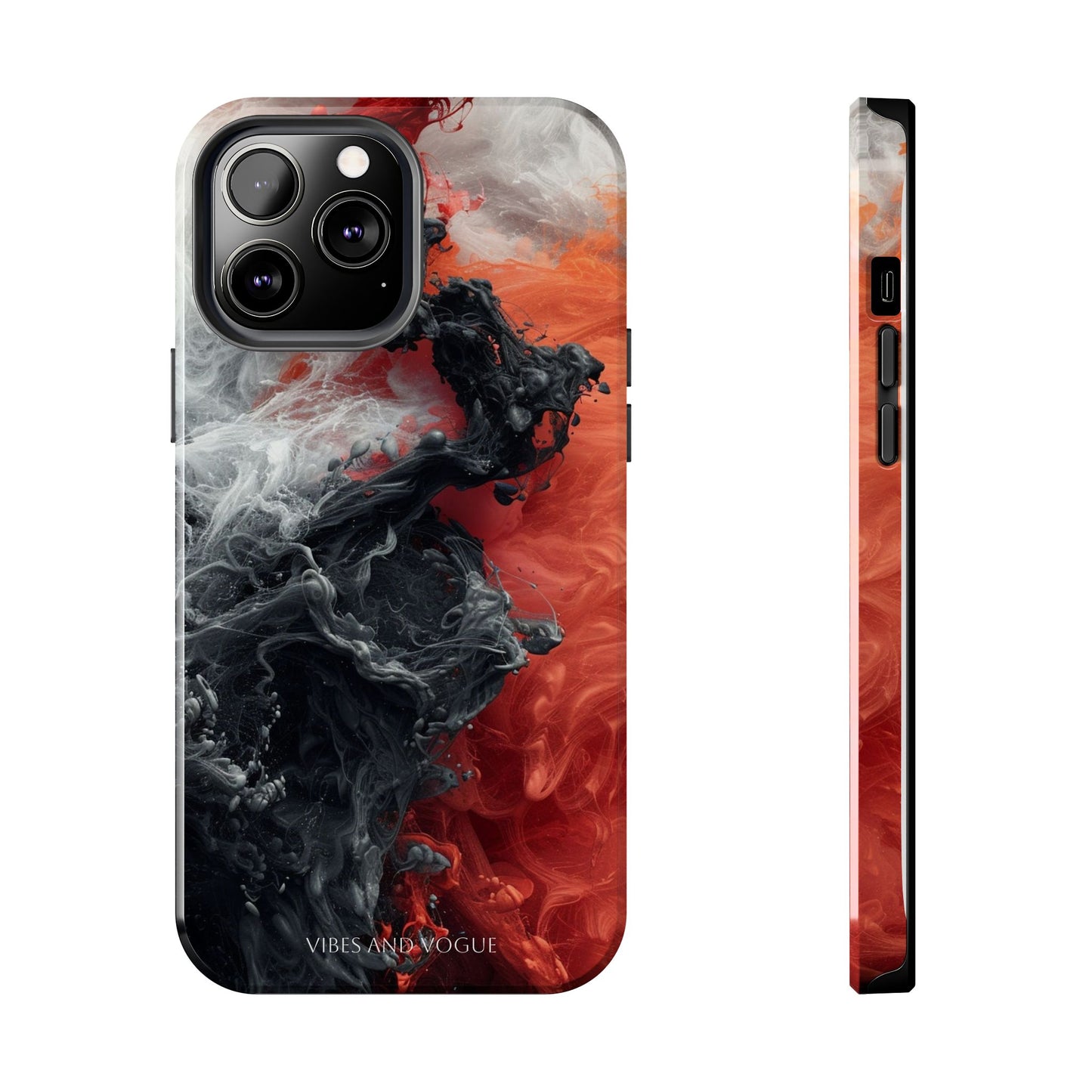 Abstract Red & Black Smoke Tough Phone Case — Vibes and Vogue Protective Cover